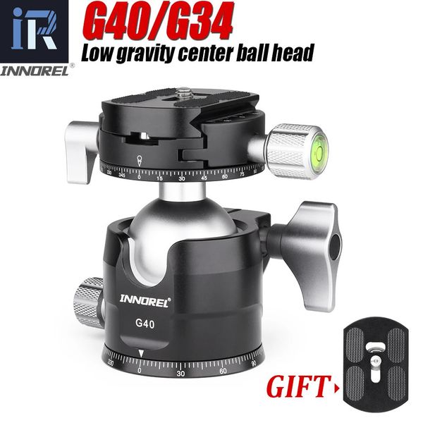 INNOREL Low Center Gravity Tripod Ballhead Double Panoramic U Notch Ball Head add Quick Release Plate for Monopod DSLR Camera 241225
