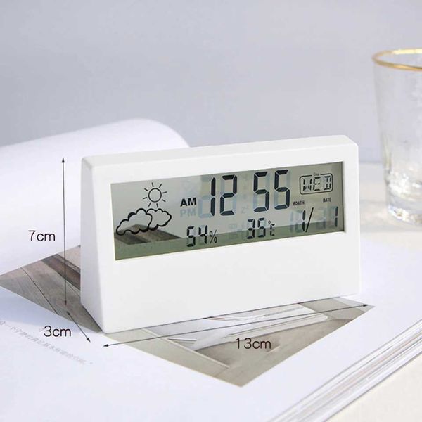 LCD Multifunctional Electronic Alarm Clock Transparent Minimalist Bedside Electronic Clock Measure Humidity 20%- 89% - 50C~70C Y240904