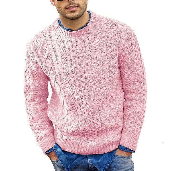 Pink Autumn Inverno Novo Slim Fit Pullover de malha Ral Sweater Clothing European and American Men