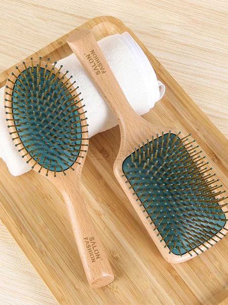 High Quality Wood Comb Professional Healthy Paddle Cushion Hair Loss Massage Brush Hairbrush Comb Scalp Hair Care Healthy CombM240727
