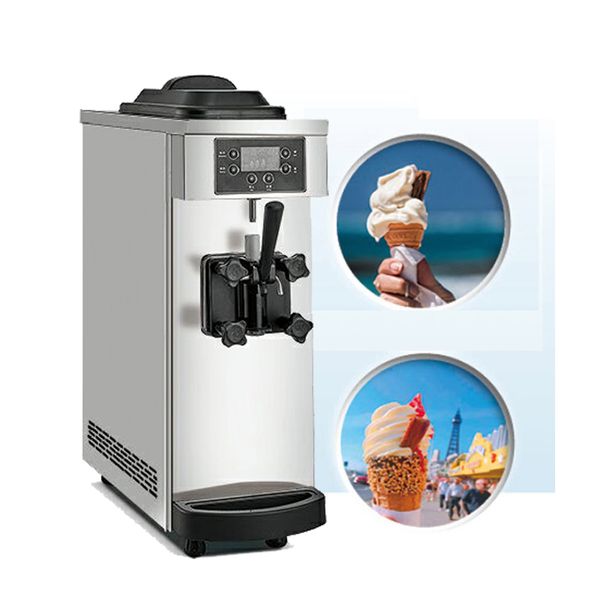 Ice cream machine 10-12LH production capacity 1100W desktop soft drink machine, household and commercial stainless steel
