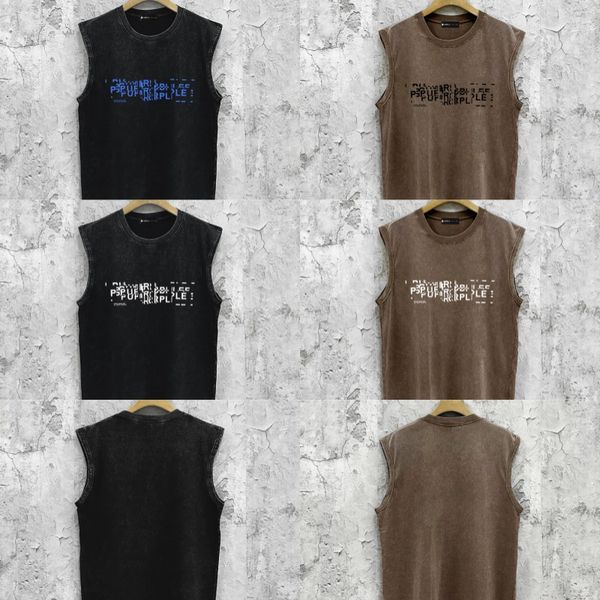 Mens Vintage T Shirt Couple Oversize Loose Cotton Tanks Summer Casual Sport Tees Designer Washed Vest