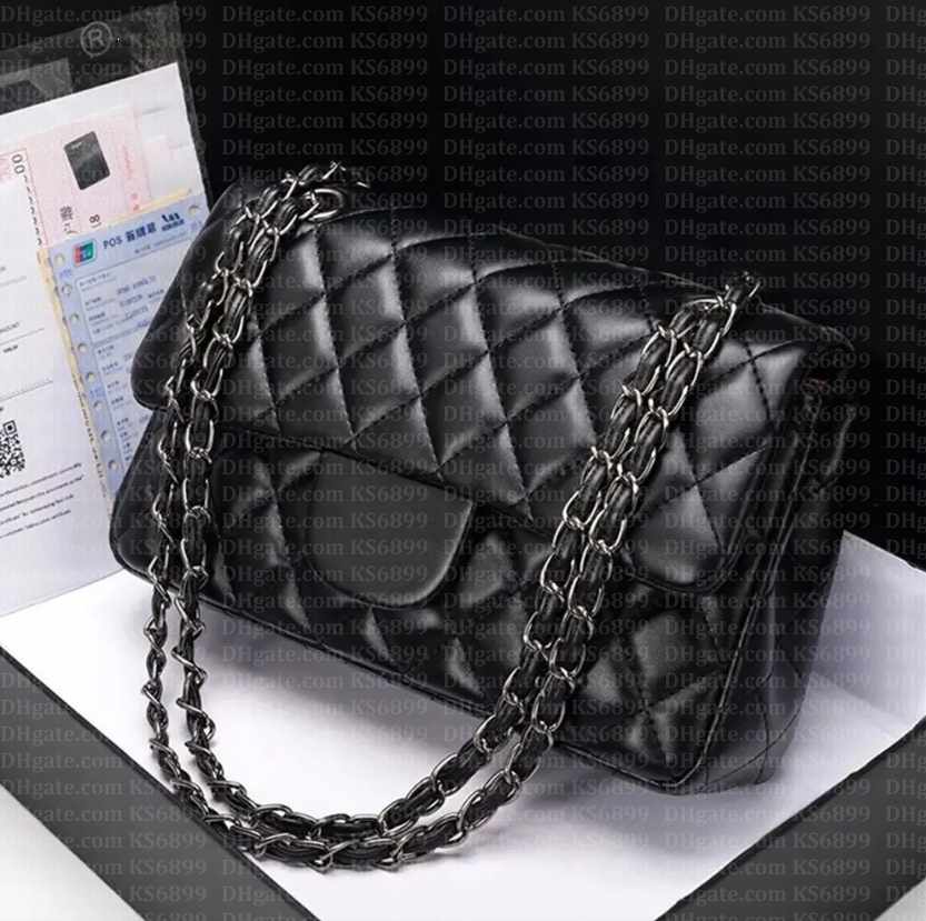 Designer bag Chain Bag plaid flap 5A CF caviar shouder handbag gold silver chain leather double letter solid color buckle square stripe lady messeng