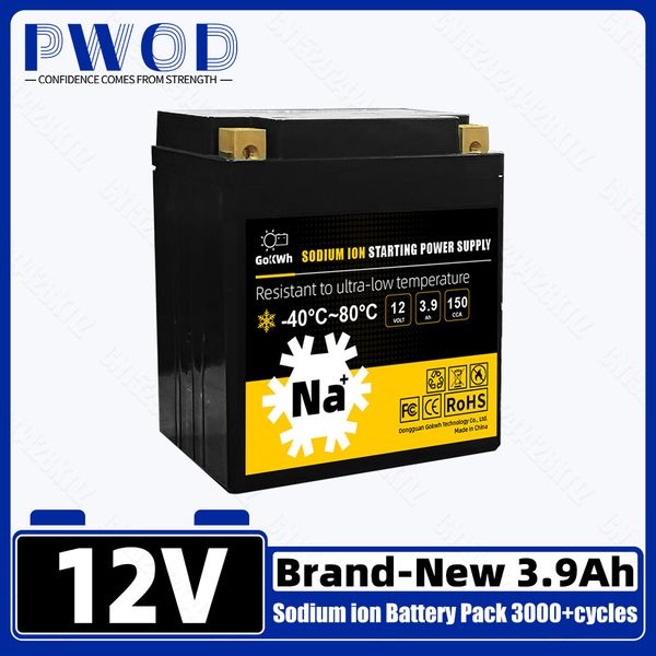 Gokwh 12V 3.9AH Sodium-ion Motorcycle Battery Pack High Power 150CCA Starter SIB Battery for Scooter UTVs ATVs