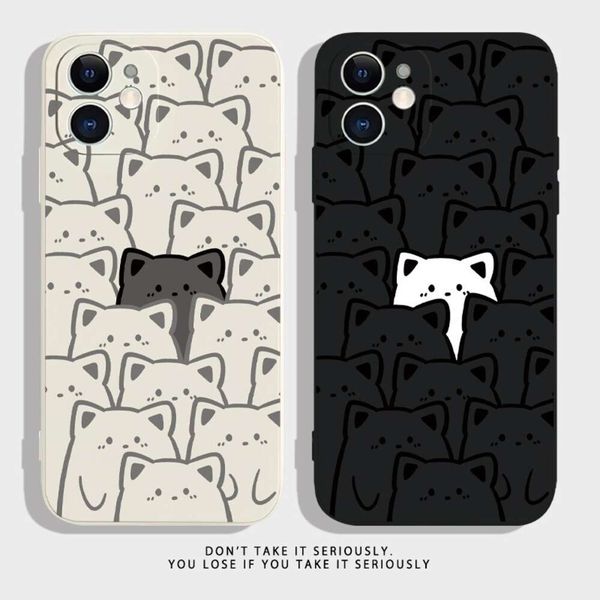 ddmygifts Cartoon cat suitable for 13 phone case 14 anti fall 11 Rubik&#039;s cube liquid 12 couple xr silicone xsma A