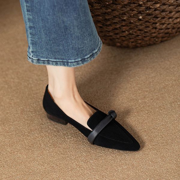 Womens Shoes New Design Easy Dress Fashionable Versatile Vintage Style Flat Bottom Comfortable Minimalist Style Commute Triple Black Free sh