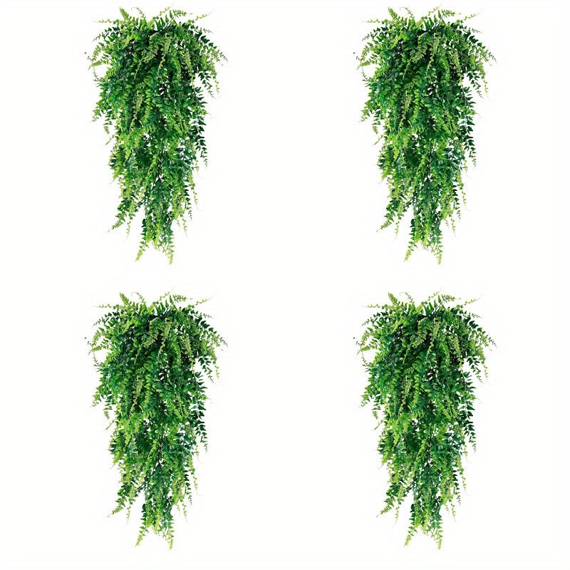 TEMU 4pcs Artificial Hanging Plants, Uv Waterproof Plastic , Indoor And Outdoor Room Walls, Wedding Courtyard Porch Decoration, Suitable For All ,