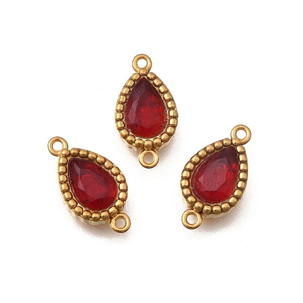 304 Edelstahl Pavé Zirkonia Tropfen-Verbindungsstück Charms