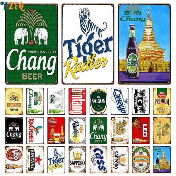 Asian Beer Signs Thailand Korea Metal Plate Decor For Restaurant Cafe Kitchen Art Wall Accessories Retro Poster DU-10883BXJ241010