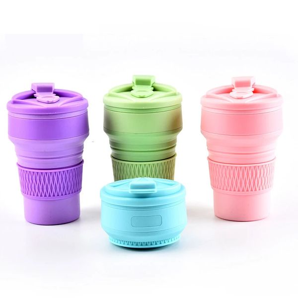 350ML silicone folding coffee cup portable outdoor travel beverage cup foldable water cup 240806