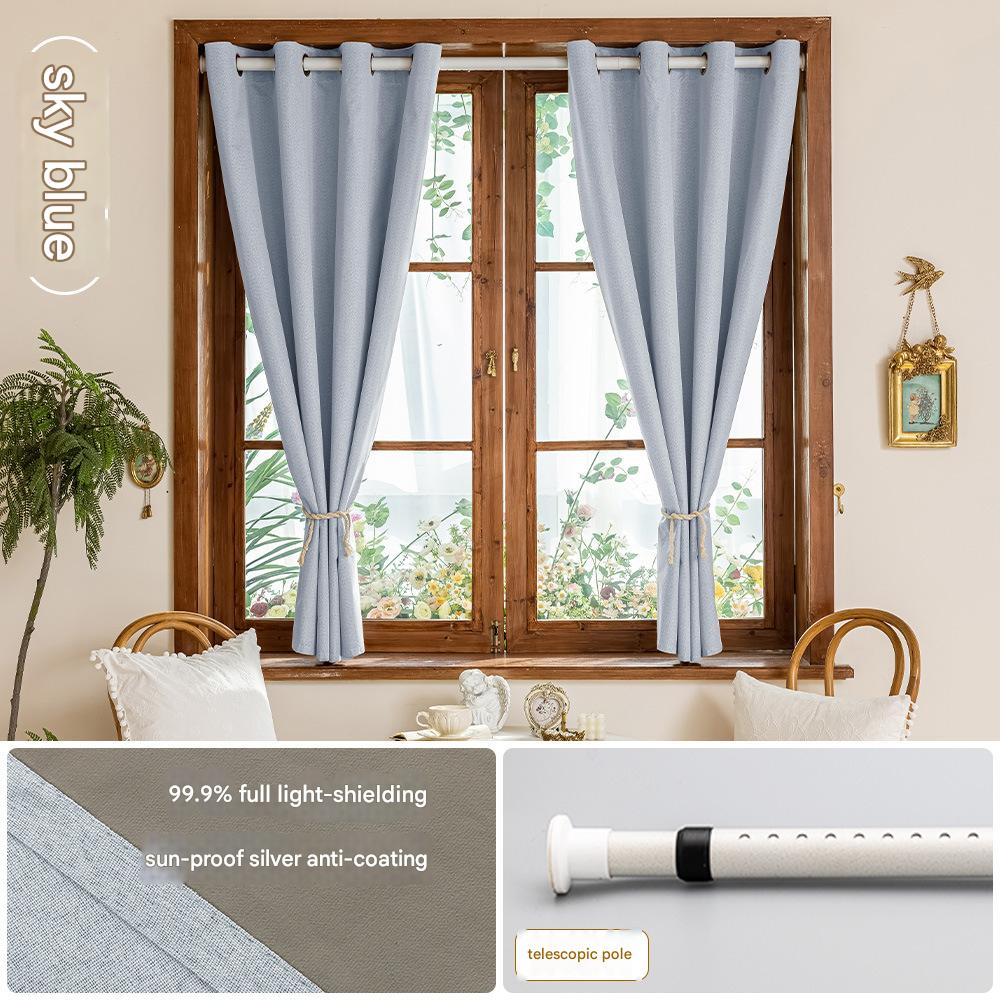 A531 new full blackout heat insulation sunshade curtains punch-free installation simple rental room blackout curtains small curtain