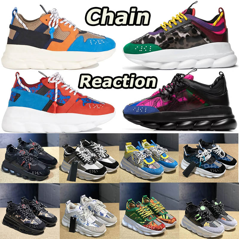 Top Italy Chain Reaction Designer Dress Shoes Men Women Black Multi-Color Rubber Suede Chainz White Loafers Spotted Luxury Fluo Barocco Platform Sne