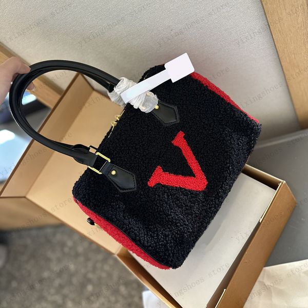 High Quality Lamb Wool Handbag Fashion Letter Shoulder Bag Designer Bag Exquisite Women Zipper Tote Crossbody Bag Small Outing Shopping Bag