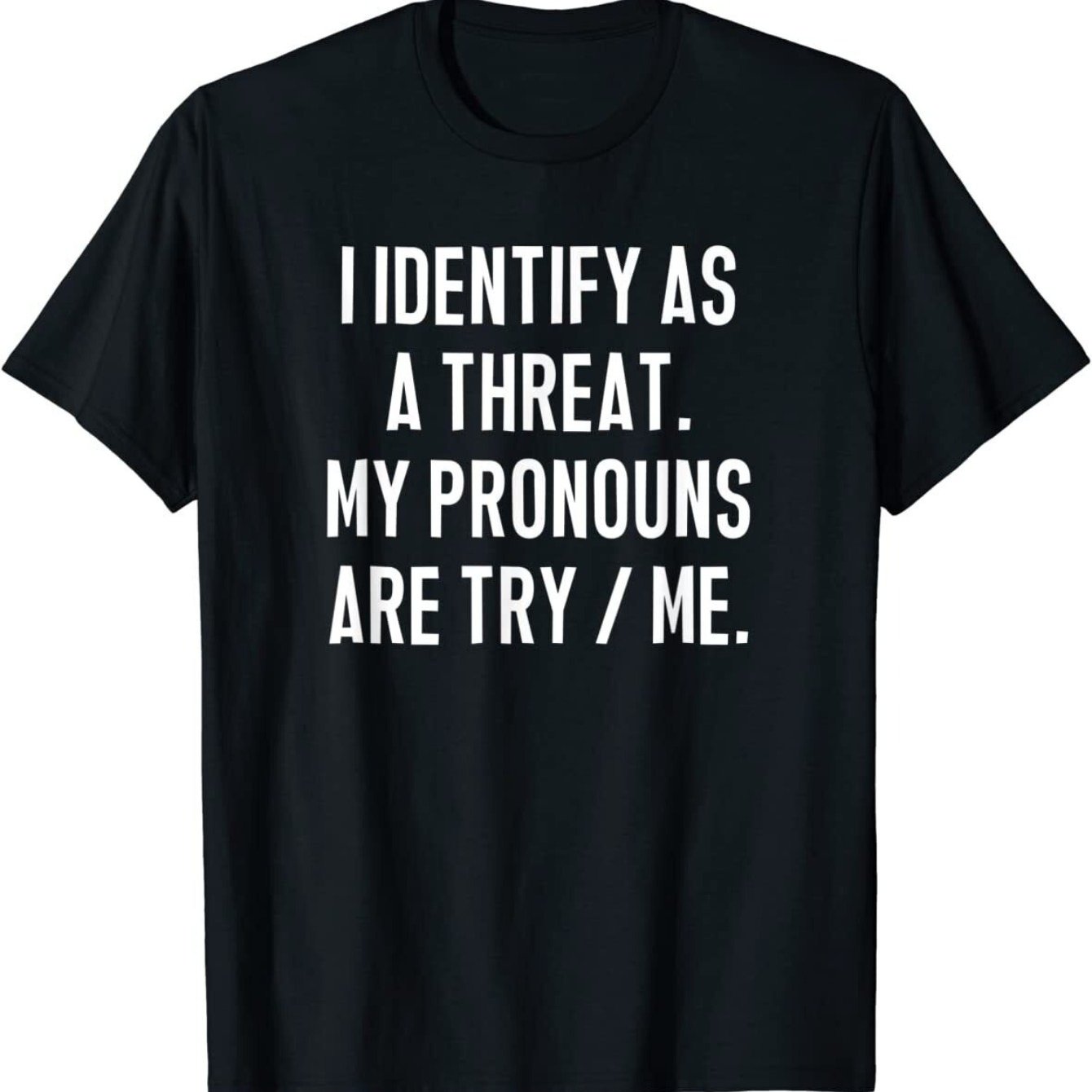 TEMU I Identify As A My Are " Funny Meme T-shirt - Men's Casual Cotton Tee, Black With White Text, Short Sleeve, Round Neck, Machine Washable, Casual