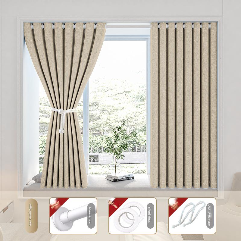 YL-36704 bedroom blackout curtain, no need to punch holes, installation with telescopic rod, a complete set of partitions, sunshade and sun protecti
