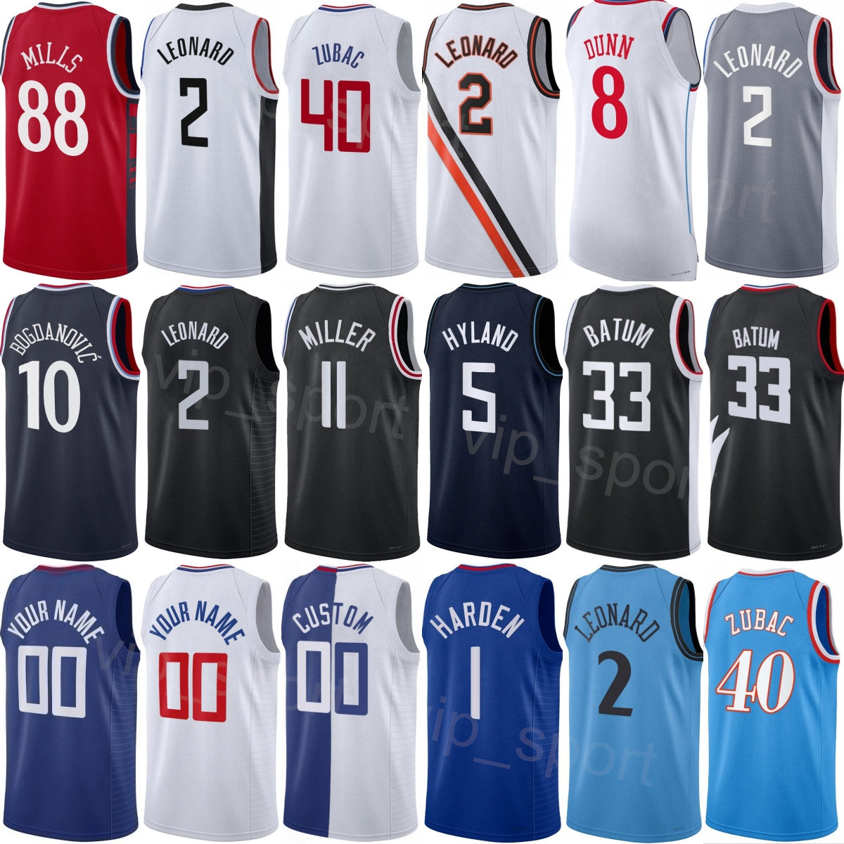 Printed 2025 2026 Basketball Bogdan Bogdanovic Jerseys 10 Woman Youth Man Kris Dunn 8 Nicolas Batum 33 James Harden 1 Ivica Zubac 40 Derrick Jones J