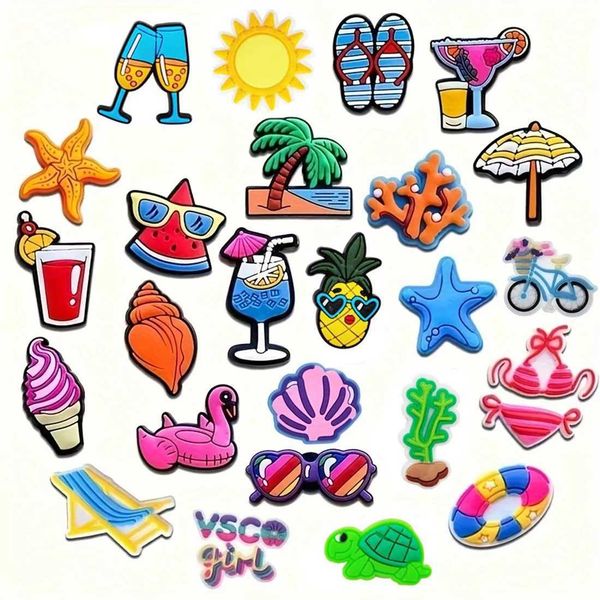 26 pieces of Sunes pineapple shoe talisman set used for bag bubble slider sandals PVC shoe decoration beach bag accessories Y241214