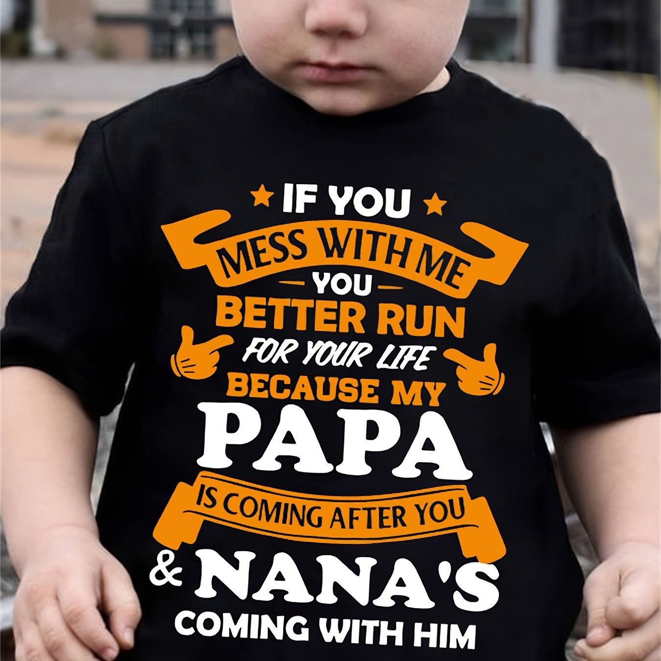 TEMU Boys' Cotton T-shirt "my Papa Is " Print For Comfortable And Casual Round Neck Short Sleeves