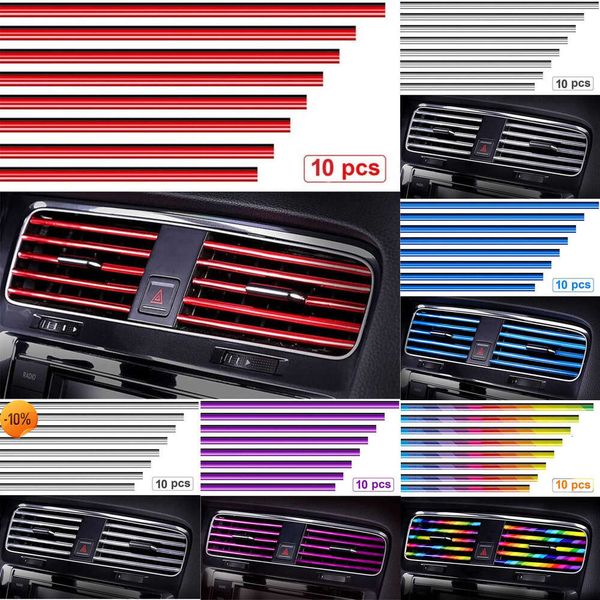 Upgrade Charger 10Pcs Air Conditioner Outlet Decorative 20Cm U Shape Moulding Trim Strips Decor Car Styg Accessories For E46 E90