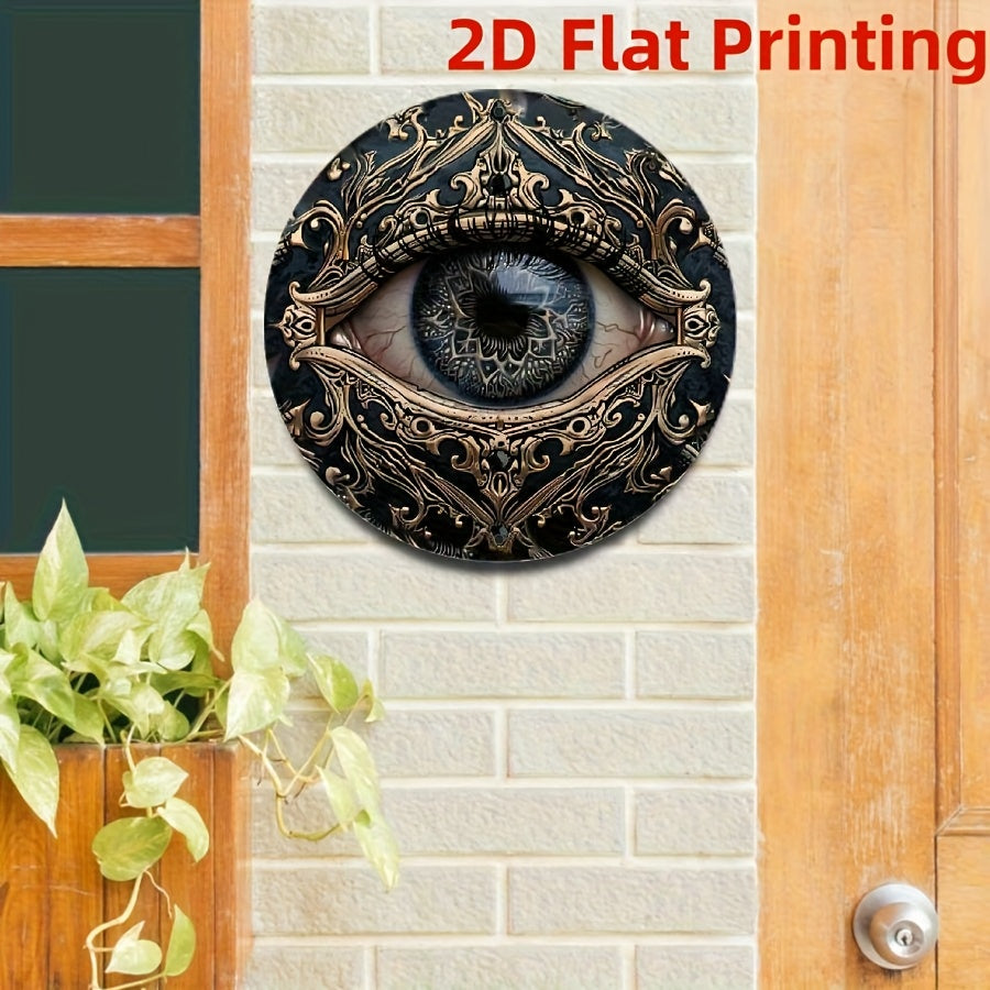 TEMU Wall Art Decorative Sign, Evil Eye Pattern Aluminum Sign Vintage Circle Metal Sign Artistic Wall Decoration For Home, Bar, Cafe, Restaurant,