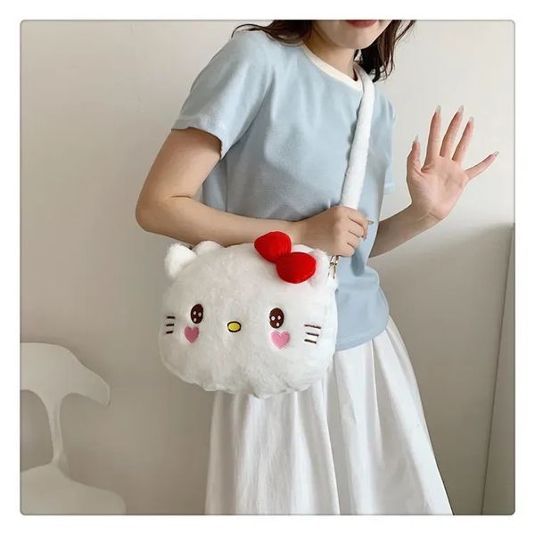 Cartoon cute big head cat toy crossbody bag girl plush hand bill shoulder bag
