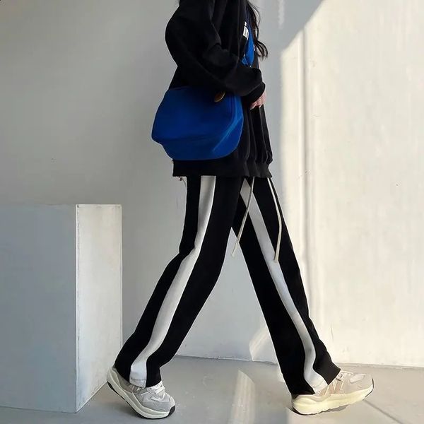 Pontas de patchwork Wide Leg -Pants Mulheres Cantura elástica de tendência Loose Sports Sports Sports Casual Moda Clothing Spring Summer 241