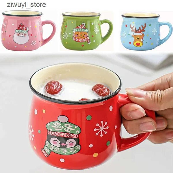 Mugs 150ML Ceramic Cup Santa Claus Elk Mouse Ceramic Milk Coffee Tea Wine Beer Juice Cup Christmas Large Office Party Family Christmas Gift