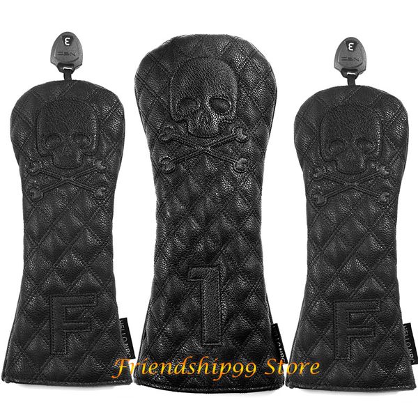 Skull Golf Club #1 #3 #5 Wood Headcovers Driver Fairway Woods Cover PU Leather Head Covers Set Protector Golf Accessories