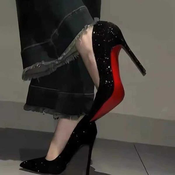 Dress Shoes New High Heels Women Sole Rhinestones Pumps Red Bottom High Heels Plus Size Women Wedding Shoes Bride Pointed Toe Platform Heels
