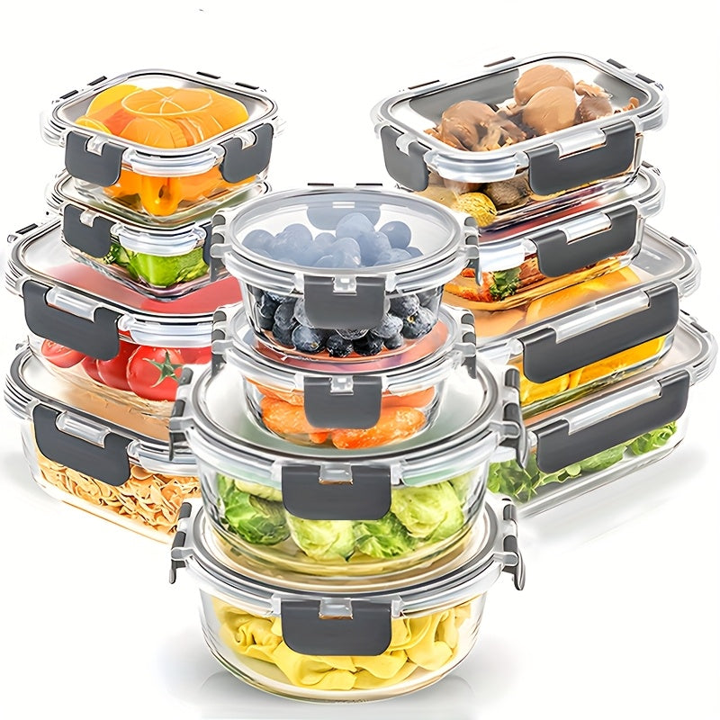 TEMU 24pcs (12 Lids + 12 Glass Bowls) Glass Meal Preparation Containers, Reusable And Stackable Food Storage Containers With Lids That Are Leak-proof