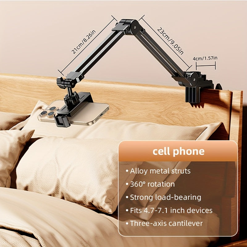 TEMU Tablet And Phone Stand, Gooseneck Holder, Heavy-duty Metal Bracket - 360° Rotating Gooseneck, Flexible Long-arm Clamp For Desktop And Bedside