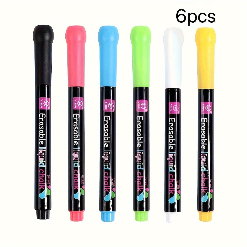 TEMU 6pcs Erasable Chalk Markers, Medium Tip – Non-toxic & Restaurants, Schools & Office Glass Writing