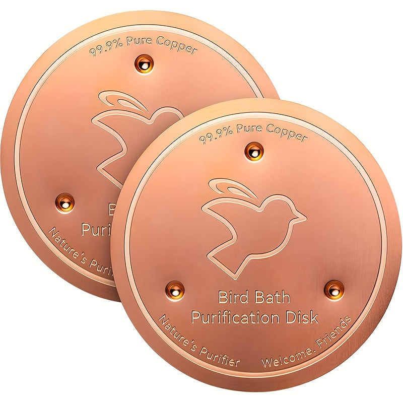 TEMU 2-pack Bird Bath Copper Plates, 0.6mm 99.99% Pure Copper Cleaning Plates With 3 For Physical Safe Cleaning Water, Universal Outdoor Bird Bath