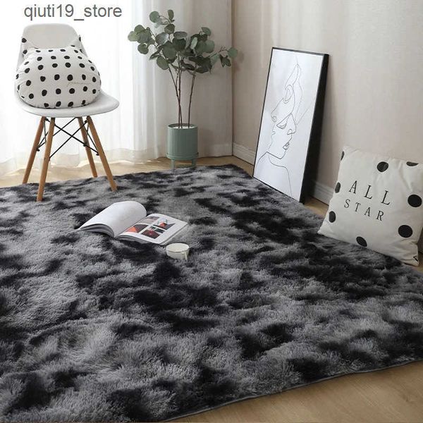 Carpets Tie Dye Gradient Carpet Home Living Room Silk Carpet Bedroom Full Floor Mat Manufacturers Directly for the Home Balcony Mat J241202