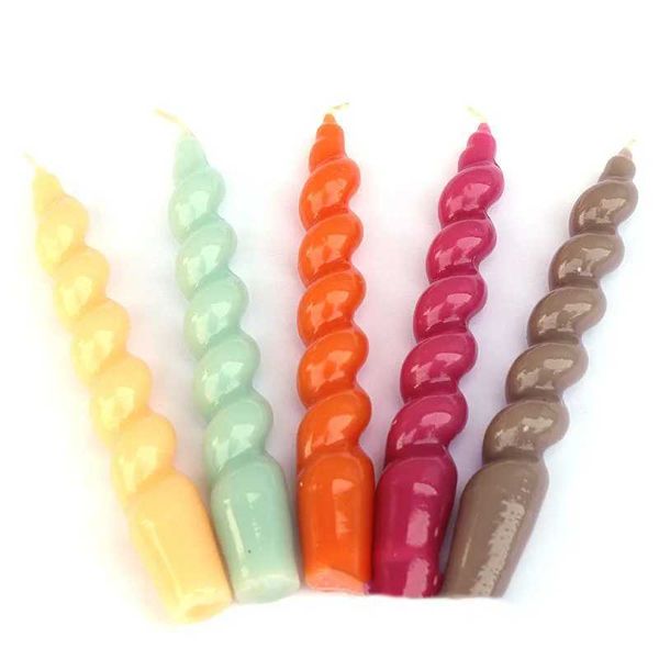 2 Pcs-Box Spiral Candles Candy Colored Candles Birthday Cake Baking Candles Home Candlelight Dinner Candles Christmas Supplies Y240823