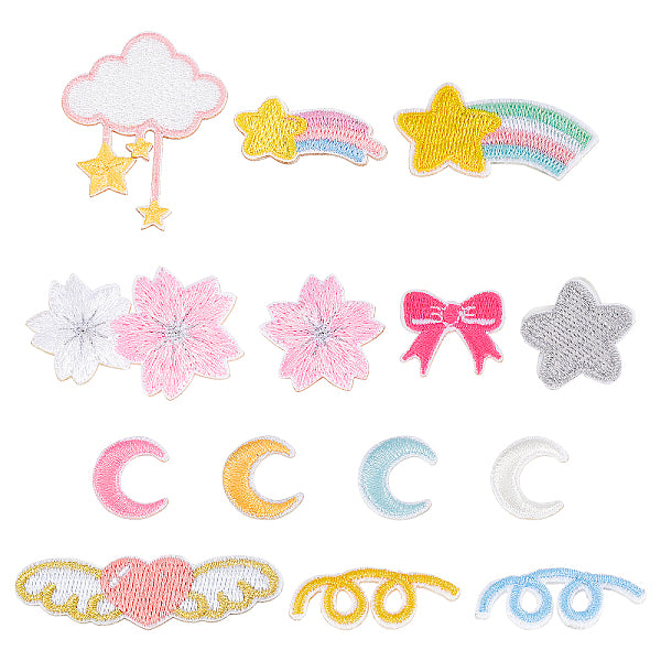 5 set di 5 toppe ricamate computerizzate da stirare-cucire per abbigliamento