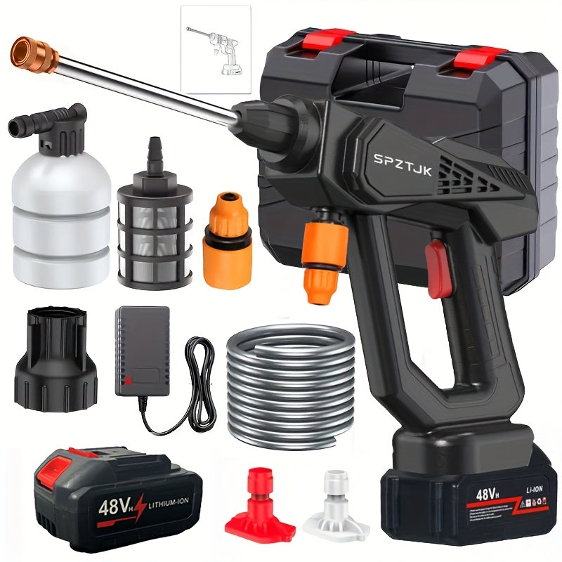 TEMU Portable High-pressure Cordless Car Wash , Portable Washer Cordless With 450psi Water , High-pressure Water Cleaner With Adjustable Nozzle, For