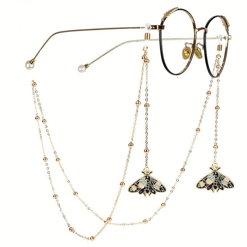 TEMU Stylish Glasses Chain Lanyard With -bee- Pendant - Alloy Eyeglass Holder & Mask Strap, Soft Comfortable Strap For Glasses Wearers, Durable