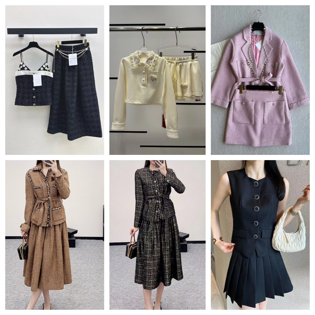 Designer early spring new style small tweed belt collar pink short jacket for women a line or vest suit with pleated skirt