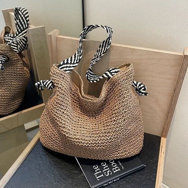Ladies Fashion Summer Straw Crossbody Bag Women Beach Holiday Shopping Woven Shoulder Handbag Messenger Purses for Women Bags 240902