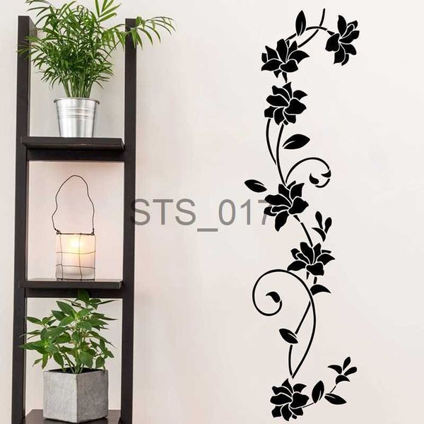 Other Decorative Stickers Black Flower Vine Vinyl Wall Stickers Refrigerator Window Cupboard Living Room Decoration DIY Wall Decals Art Mura