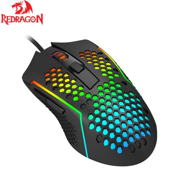 n Lightweight 55g Honeycomb Gaming Mouse RGB Backlit Wired 6 Buttons Programmable 12400 DPI for Windows PC Computer
