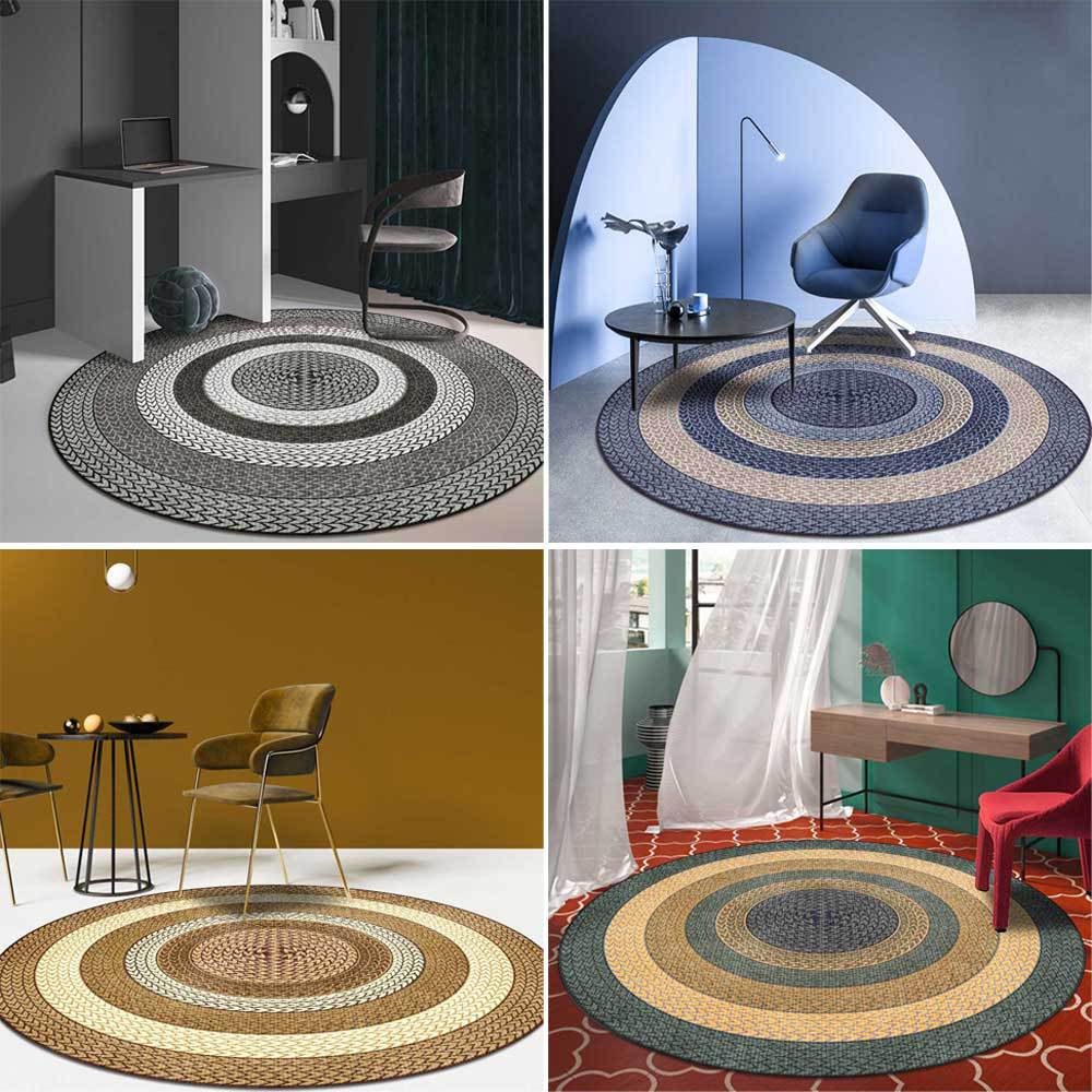 Fashionable Modern Multi-color Imitation Woven Rope Living Room Bedroom Hanging Basket Chair Round Tatami Shaped Floor Mat Carpet