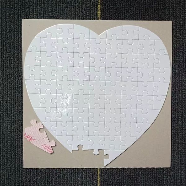 Sublimation Blank Heart Puzzles DIY Puzzle Paper Hearts love Shape Transfer Printing Blanks Consumables Child Toys Gifts