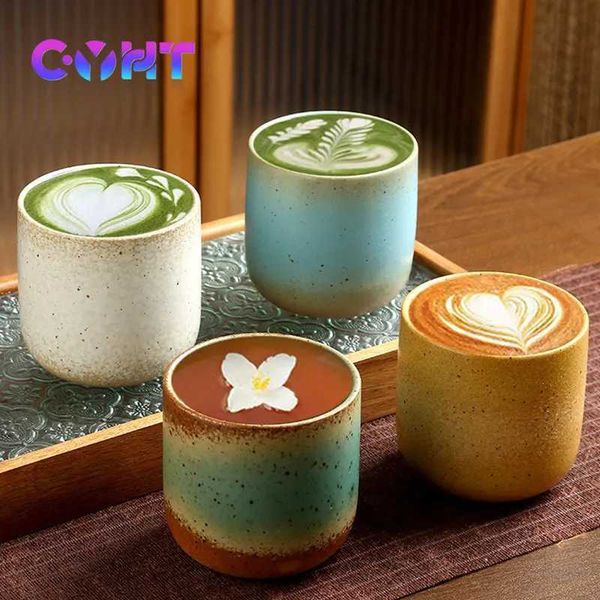 250ML Retro Coffee Mug Japanese-style Ceramics Breakfast Cup Creativity Color Matching Latte Cup Afternoon Tea Drinks Drinkware Y240813
