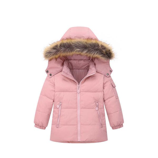 Toddler Winter Down Jacket with Real Fur Collar, Kids Warm Snowsuit Outerwear Coat for Boys and Girls - Y240803