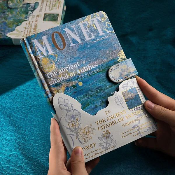 Beautiful Retro Notebook Classic n Monet Oil Painting Color Page Illustration Hardcover Diary Student Notepad 241223
