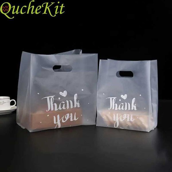 Gift Wrap 50 pieces thank you plastic bag shopping packaging with handles Christmas wedding party favorite jewelry clothing bagQ240511