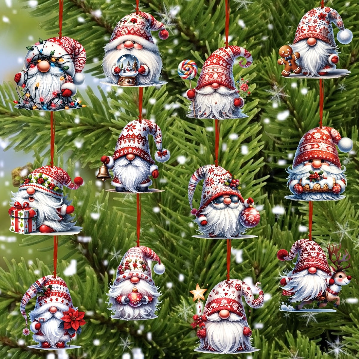 TEMU 24pcs, Christmas Gnome Hanging Ornaments, Christmas Tree Decorations With Santa Claus Doll, Perfect Gift For , Christmas Gnome Tag.