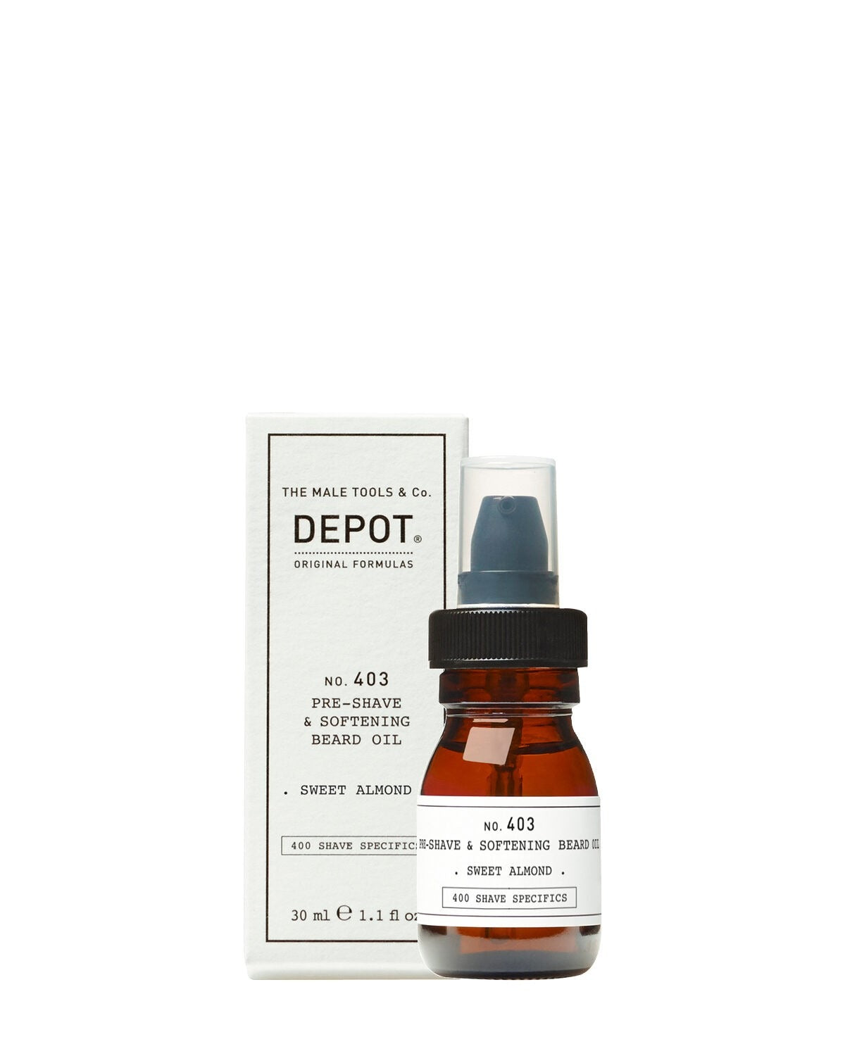Depot, Shave Specifics nr. 403, søt mandel, mykgjørende, førbarberolje, 30 ml